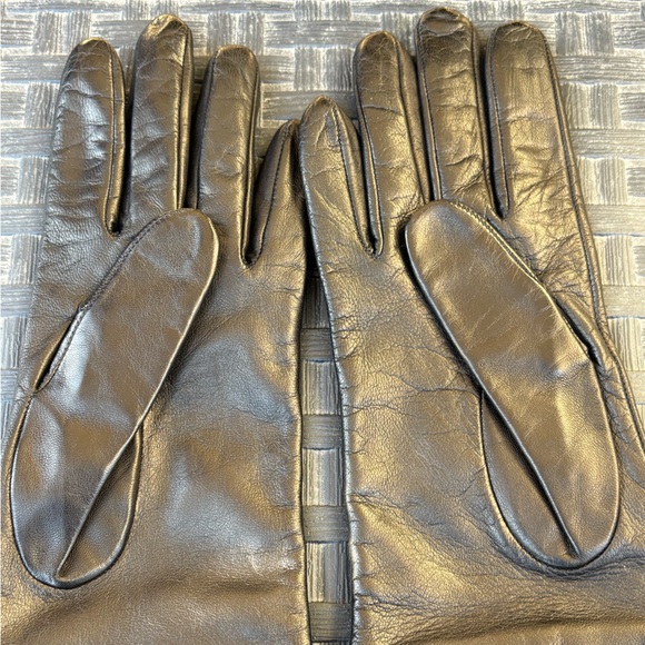 Coach Black Leather Gloves with Gold Buckle - Picture 9 of 9